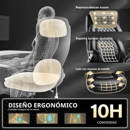 Miniatura 5 de Silla de oficina grande de servicio pesado de 600 libras con brazos abatibles 5D, cómoda silla de escritorio ejecutiva grande y alta con cojín