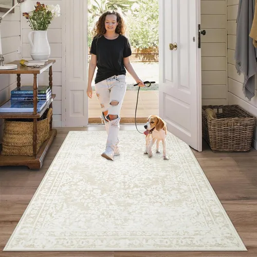 Miniatura 11 de Aoyaomi Alfombra de Área Vintage para Sala de Estar - 5x7 Grande Lavable a Máquina Boho Marroquí Desgastada Alfombras Estilo Granja para Dormitorio