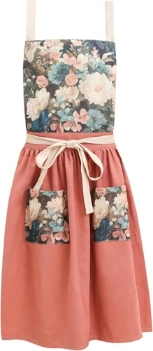 Miniatura 12 de Delantal Vintage Lindo para Mujer con Bolsillos, Delantal con Espalda Cruzada para Cocinar, Hornear, Cocina, Jardinería Negro