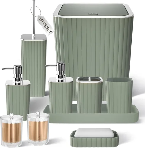 Miniatura 74 de XLHOMO Bathroom Set- 25PC Beige Bathroom Set, Bathroom Set with Shower Curtain and Rugs, Beige Shower Curtain Set, Toilet Brush, Bathroom Trash Can
