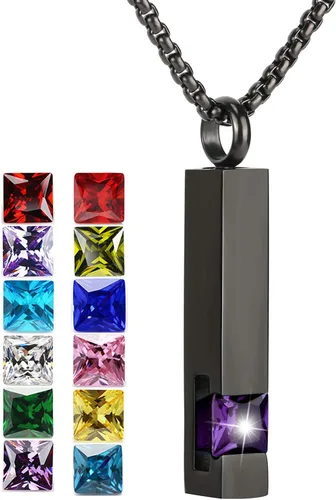 Miniatura 104 de YOUFENG collar con urna para cenizas, cubos de piedras natales, urna para cenizas humanas, collar de urna de cremación, relicario, recuerdo