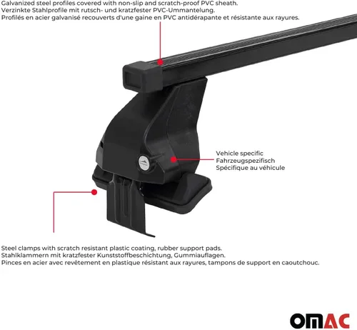 Miniatura 5 de OMAC Barras transversales superiores para Chevrolet Cruze Sedan 2015-2019 2 piezas de aluminio negro antirrobo para viajes, kayak, canoa, surf