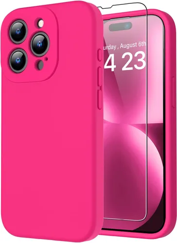 Miniatura 9 de bicol Funda para iPhone 15 Pro con protector de pantalla, protección mejorada del lente de la cámara, funda protectora de silicona líquida suave