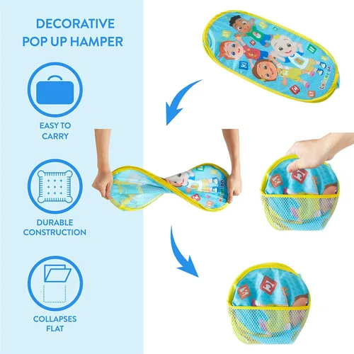 Miniatura 2 de Cocomelon - Cesta desplegable con asas de transporte duraderas, organizador de almacenamiento de ropa y habitación para niños, 21 pulgadas de alto x