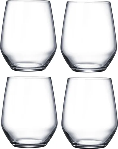 Miniatura 4 de Circleware Vasos básicos de vino blanco y rojo sin tallo, juego de 4, 16 onzas, cristalería de edición limitada