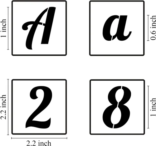 Miniatura 6 de Plantillas de alfabeto de 1 pulgada para pintar, paquete de 62 plantillas de letras y números para madera, plantillas cursivas reutilizables