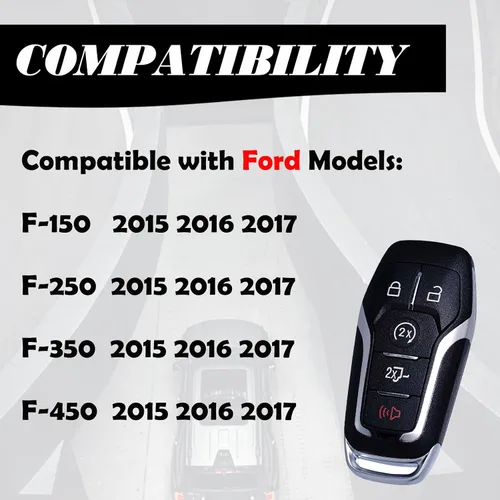Miniatura 3 de MechanMagic Llavero de repuesto compatible con Ford F-150 F-250 F-350 F-450 2015-2017 con control remoto de entrada inteligente sin llave con puerta