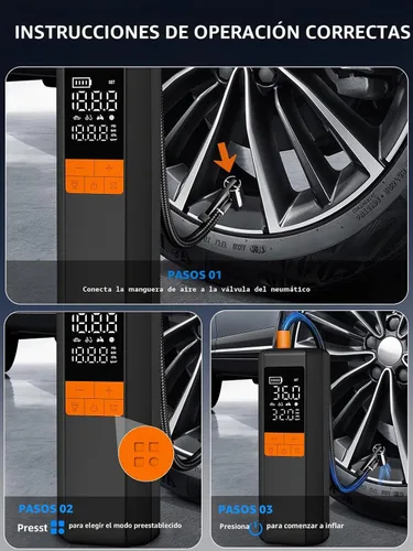 Miniatura 7 de Compresor de aire portátil para inflador de neumáticos, bomba de aire 5 veces más rápida para neumáticos de automóvil, bomba de neumáticos