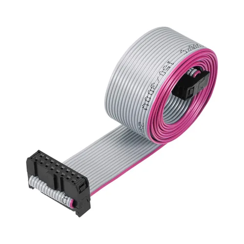 Miniatura 8 de uxcell Longitud plana del conector FC/FC del cable de cinta del alambre de IDC 18 pernos 8.3 ft m de la echada el 3.3 ft gris