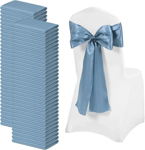 Miniatura 19 de 72 bandas de satén para silla, color azul bebé, lavables y reutilizables, fundas universales para silla, suministros para atar en la espalda