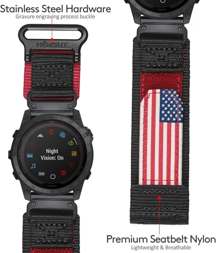 Miniatura 5 de Compatible con la Correa de Reloj Garmin, Correa Deportiva de Nylon Super Resistente con Diseño de Bucle Tejido