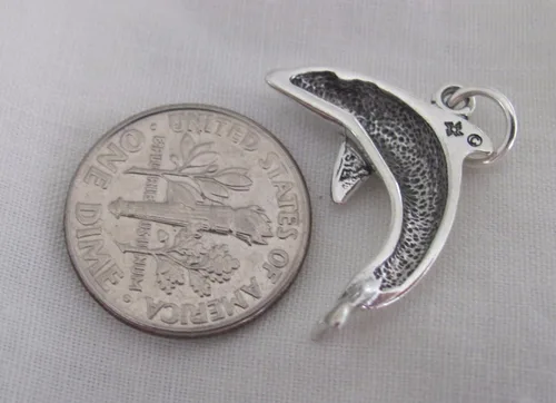 Miniatura 2 de Nuevo Charm de delfín de plata esterlina para el uso diario y cualquier atuendo MEMRIZ00740
