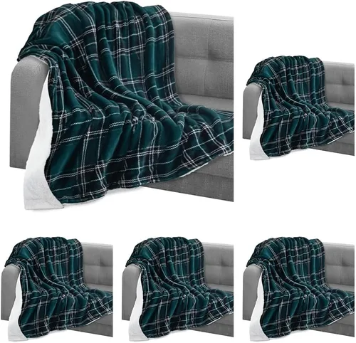 Miniatura 26 de Elegant Comfort Manta reversible de franela sherpa, ultrasuave, mullida, acogedora y afelpada, manta decorativa ligera para todas las estaciones, 50