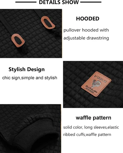 Miniatura 4 de COOFANDY - Sudadera con capucha para hombre, casual, de manga larga, con cordón ajustable y tejido de punto de gofre