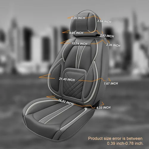 Miniatura 3 de ASLONG 5 piezas 2025 Fundas para asientos delanteros y traseros de auto, accesorios para el interior del auto con cuero Nappa resistente al agua Gris