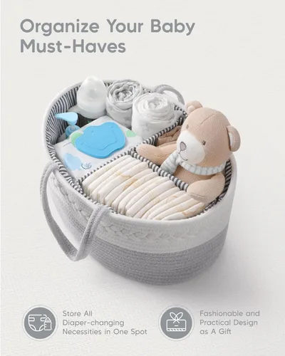 Miniatura 8 de Maliton Organizador de Pañales para Bebé Niño - Cuerda de Algodón para Cambiador, Almacenamiento de Guardería, Artículos Imprescindibles para Bebé