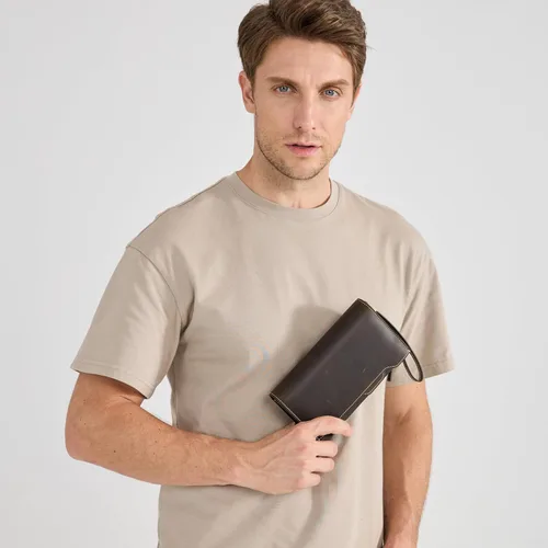 Miniatura 2 de Cartera de cuero de grano completo con bloqueo RFID para hombres con ranuras para tarjetas, bolsillo para monedas, ventana de identificación