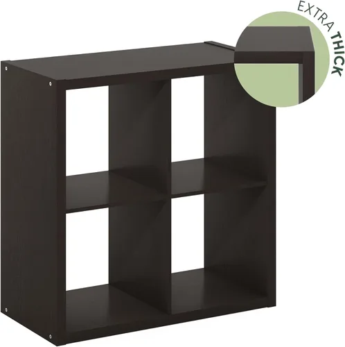 Miniatura 7 de Furinno CUBICLE Estantería de Libros, Estantería de 4 Cubos, Marco Extra Grueso Estantería Reversible con Respaldo Abierto, 14.6" x 30" x 30" Negro