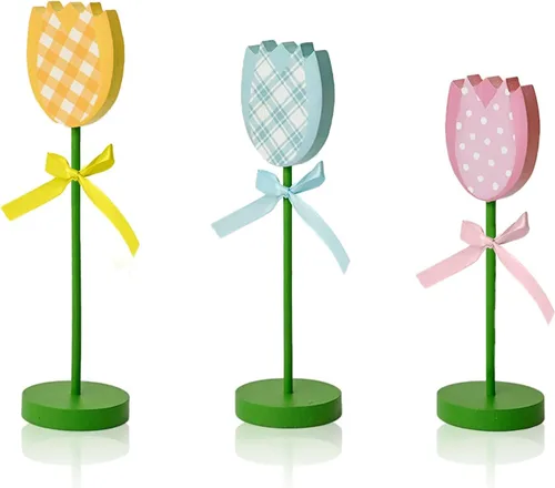 Miniatura 10 de Smile - 3 piezas de decoración de madera para interiores, estilo de abeja de girasol, centros de mesa de verano para el hogar, cocina, exhibición