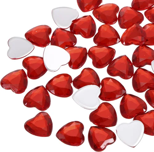 Miniatura 41 de MECCANIXITY 40 piezas de cuentas de acrílico con forma de corazón, 12 mm, con parte trasera plana, gemas de plástico para joyería, pegatinas
