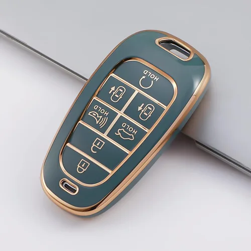 Miniatura 3 de Funda para Llavero Hyundai de 7 Botones con Llavero de Cuero TPU Suave Protección de 360 Grados Funda Carcasa Portador para Llave de Automóvil R