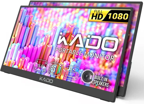 Miniatura 10 de Kado Monitor portátil FHD de 15.6 pulgadas para laptop, segunda pantalla de 1080p IPS 1920 x 1080, extensor de pantalla de computadora portátil HDMI