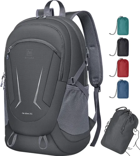 Miniatura 11 de MIYCOO Mochila - Mochila plegable ultraligera para viajes, campamento, senderismo, mochila plegable impermeable para hombres y mujeres, color negro