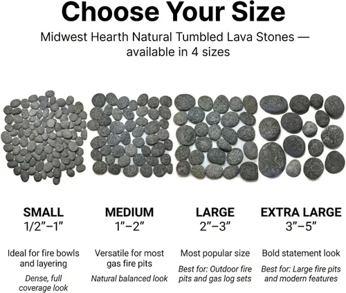 Miniatura 3 de Midwest Hearth Piedras de lava para chimenea y hoguera de gas (Mediano (1" - 2"))