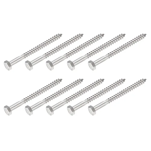 Miniatura 29 de METALLIXITY Tornillos hexagonales (M6 x 1.575 in), 10 unidades, pernos de madera autorroscantes de acero inoxidable 304, para aplicaciones domésticas