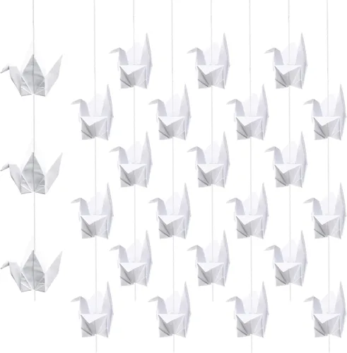 WANDIC Grúas de papel de origami, 10 cuerdas hechas a mano, plegadas, grúas de papel de origami, guirnalda de cuerda para decoración del hogar,