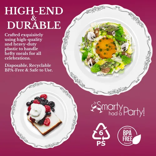 Miniatura 3 de Elegantes platos de plástico desechables, platos llanos de plástico, platos desechables para fiestas, platos de plástico desechables, platos