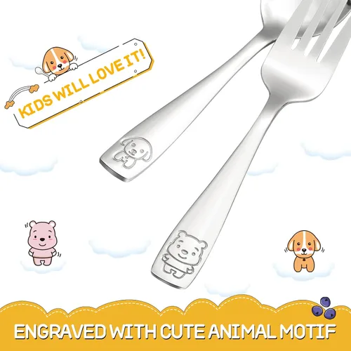 Miniatura 5 de VITEVER Utensilios para Niños Pequeños de 10 Piezas, Juego de Cubiertos de Acero Inoxidable para Niños, Tenedores y Cucharas Seguros para Niños
