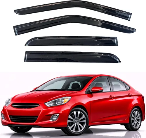 KPY Visor de Ventana Compatible con Hyundai Accent Sedan 2012-2017, Protector de Lluvia de 4 Piezas Deflectores de Ventilación de Ventana Lateral