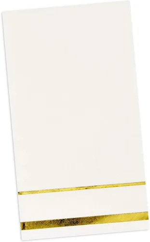 Miniatura 5 de Gift Boutique 100 Servilletas de invitado con borde dorado elegantes, servilletas de mano para cena, toalla para fiestas de Navidad, baño, boda