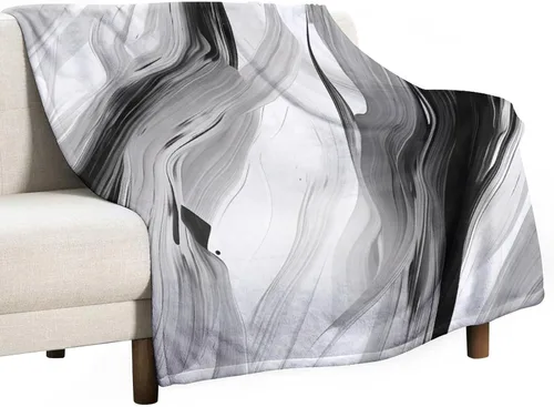 Manta de forro polar de felpa a rayas blancas y negras de franela suave y acogedora, manta moderna de granja de 30 x 40 pulgadas para cama, sofá,
