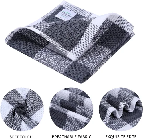 Miniatura 2 de Mordimy Trapos de cocina a cuadros 100% algodón, 12 x 12 pulgadas, súper suaves y absorbentes, de secado rápido, trapos de cocina para cocina