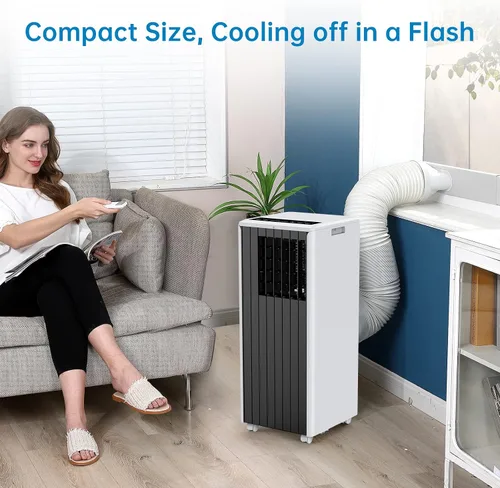 Miniatura 4 de Aire acondicionado portátil de 8000 BTU, aire acondicionado portátil 4 en 1 con ventilador, deshumidificador y modo de suspensión, unidades de aire
