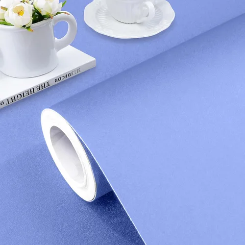 Jeweluck Papel tapiz azul claro para despegar y pegar, papel de contacto azul cielo, 15.7 x 118.1 pulgadas, vinilo autoadhesivo puro mate extraíble