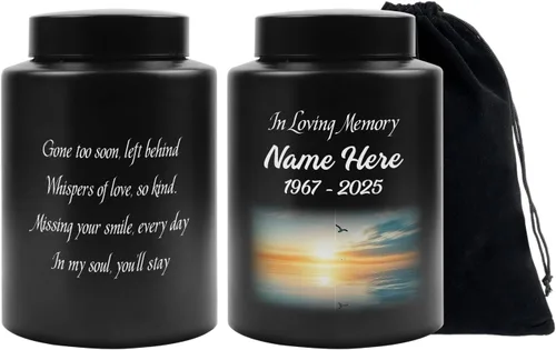 Miniatura 9 de Urna personalizada para cenizas humanas, contenedor de cenizas de cremación con foto personalizada con retrato, urna conmemorativa funeraria