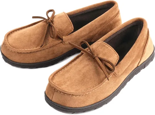 Miniatura 4 de Pantuflas tipo mocasín de microgamuza para hombre, para interiores y exteriores, con espuma viscoelástica cómoda
