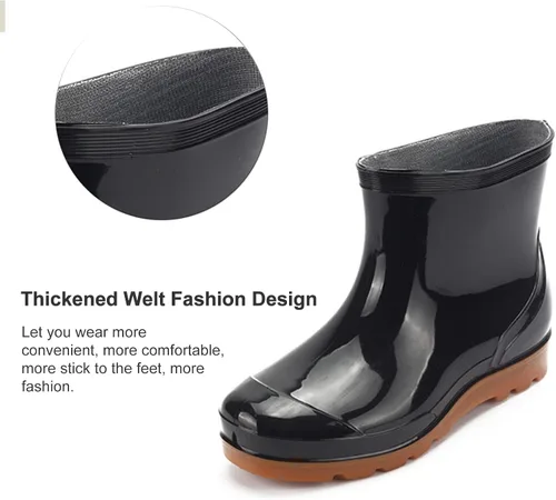 Miniatura 3 de Botas de lluvia para hombre, resistentes y antideslizantes, antideslizantes, de plástico, de cemento, botas de lluvia de tobillo