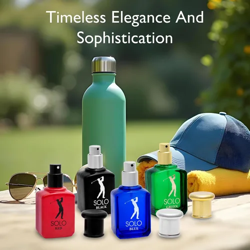 Miniatura 11 de NovoGlow Solo - Juego de 4 fragancias pequeñas para hombre, EDP, Solo rojo, azul, negro y verde, combinación de aromas amaderados, cítricos