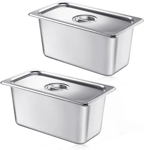 Miniatura 13 de Mifoci Paquete de 12 Sartenes de Acero Inoxidable para Hotel con Tapa, Tamaño 1/3 x 6 Pulgadas de Profundidad Suministros de Restaurante