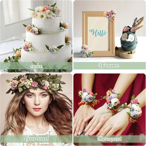 Miniatura 7 de Juexica Mini flores para manualidades, pequeñas flores de seda, margaritas artificiales, pequeñas cabezas de flores falsas a granel