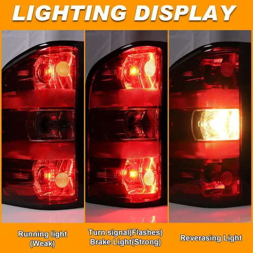 Miniatura 4 de Ensamble de luz trasera Nakuuly Compatible con 2007-2013 Chevy Silverado 1500 2500HD 3500HD GMC Sierra 2500 HD 3500 HD Luz trasera lateral del lado