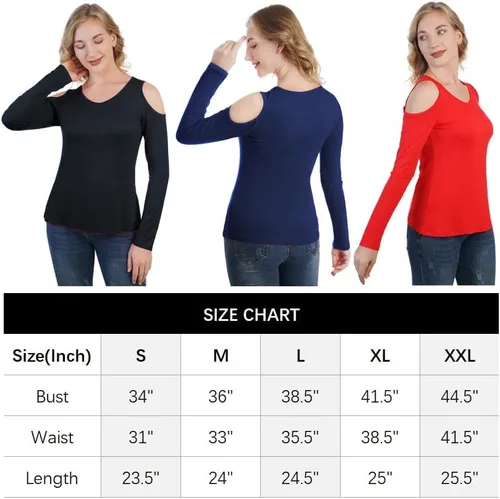 Miniatura 7 de Camiseta de manga larga con cuello en V y hombros descubiertos para mujer