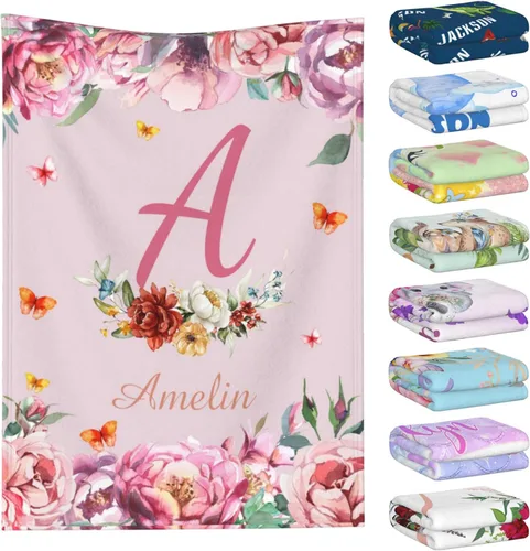 Miniatura 9 de Manta personalizada con nombre para niños y adultos, mantas personalizadas para niñas y niños, manta de franela personalizada con nombre