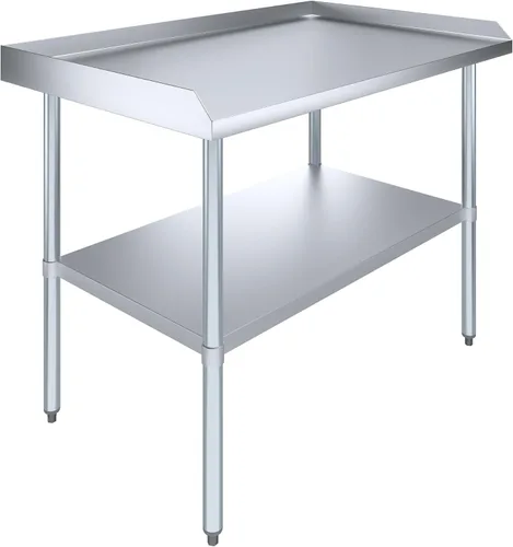 Miniatura 10 de AmGood Mesa de trabajo comercial con protector antisalpicaduras y protectores laterales Altura: 35" Mesa de preparación de acero inoxidable