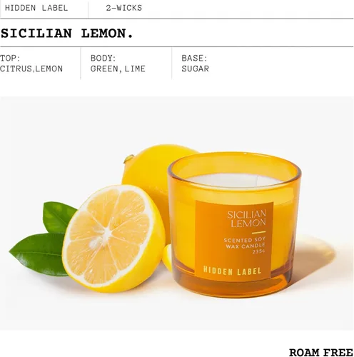 Miniatura 2 de Vela perfumada de limón siciliano, cera de soja natural de 8.3 onzas, velas no tóxicas para el hogar, 70 horas de combustión limpia de larga