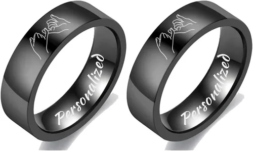Anillo BFF para 2-3-4-5-6-7-8-9-10 Personazlied BFF Friendship Jewelry Pinky Promise Pinky Swear minimalista pulido acero inoxidable plano apilable,